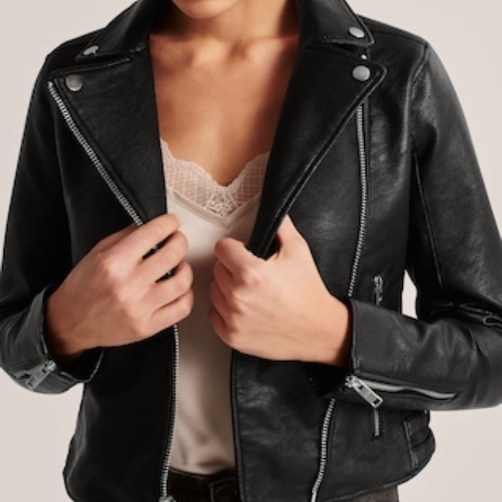 Black Vegan Leather Moto Jacket